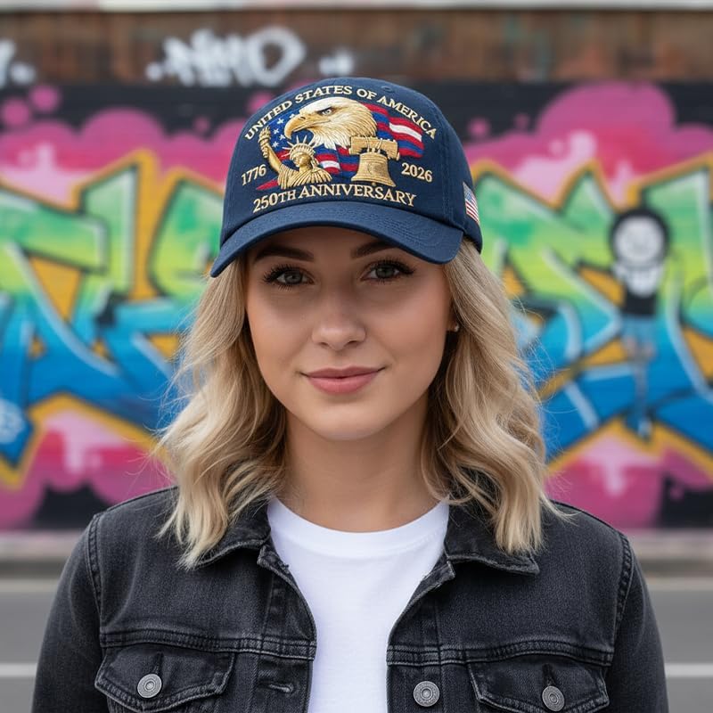 250 Anniversary USA Hat – United States 250th Anniversary Adjustable Patriotic Baseball Cap, Commemorative American Heritage Cyan - Image 6