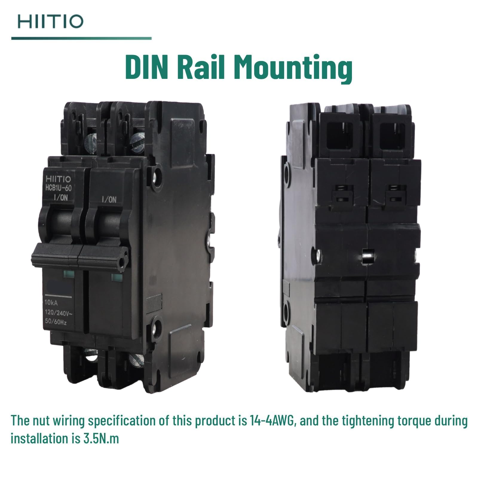 AC Miniature Circuit Breaker 60 Amp 120V/240V 2-Pole DIN Rail Mount (35mm) Circuit Breaker UL 489 Listed HCB1U-60 MCB Replacement for QOU260 for UEB1-70/60/2BBD — Amazon image 4