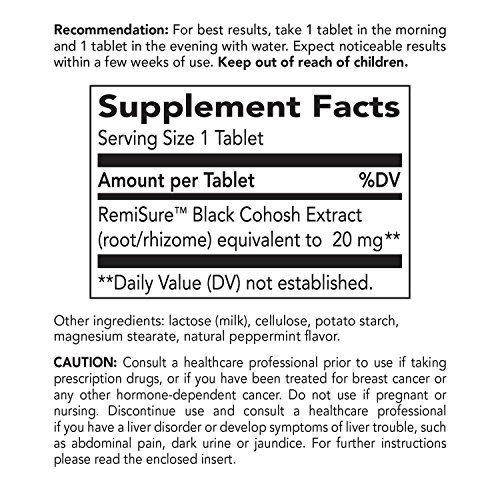 Remifemin, Black Cohosh, Clinically Proven Estrogen-Free Menopause Relief Supplements, 120 Count #TOP7
