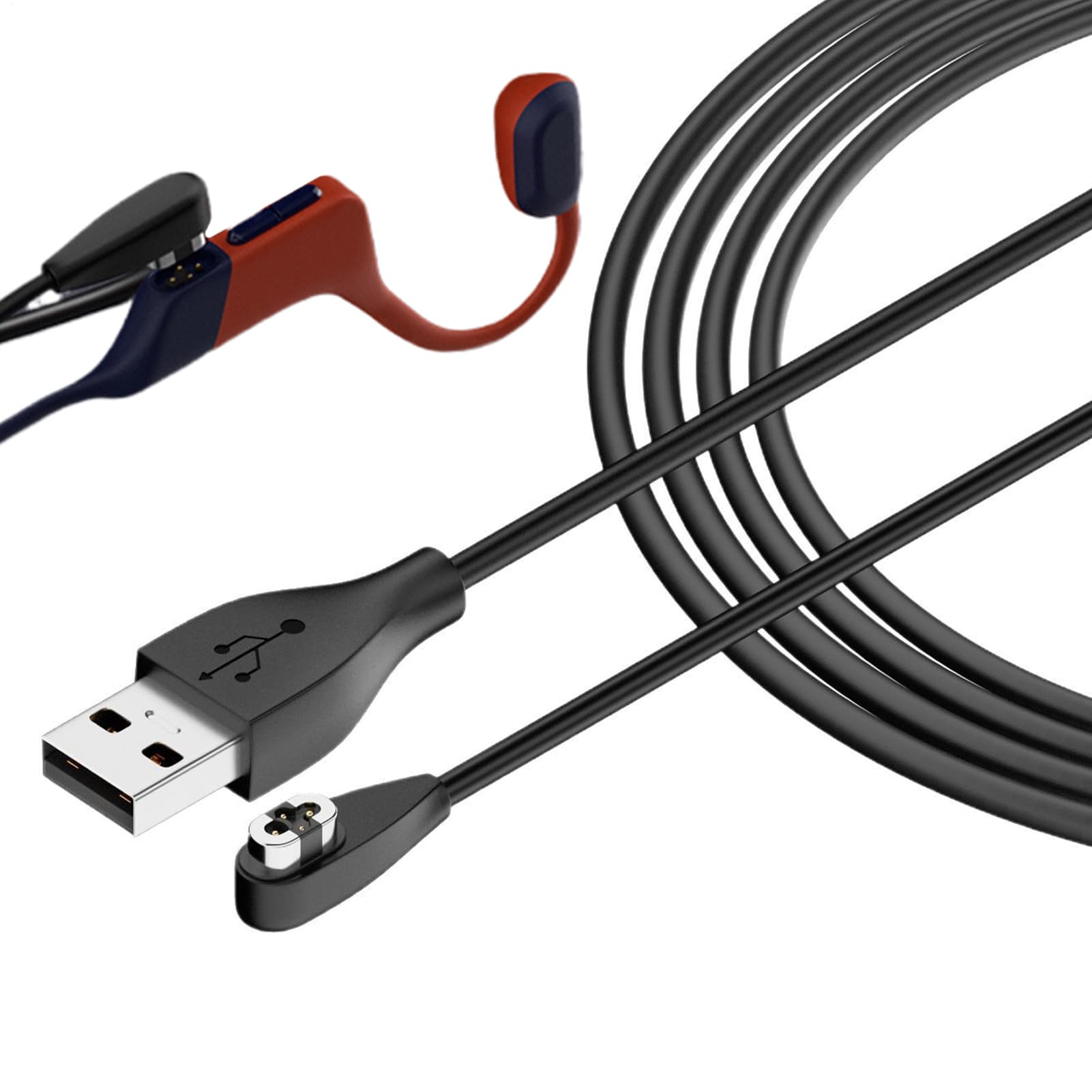 Replacement Magnetic Charging Cable, Magnet Charger Cord, Bone Conduction Headphone Charger, Earbuds Supply, Travel, School, and Outdoor Charge Accessory, Black