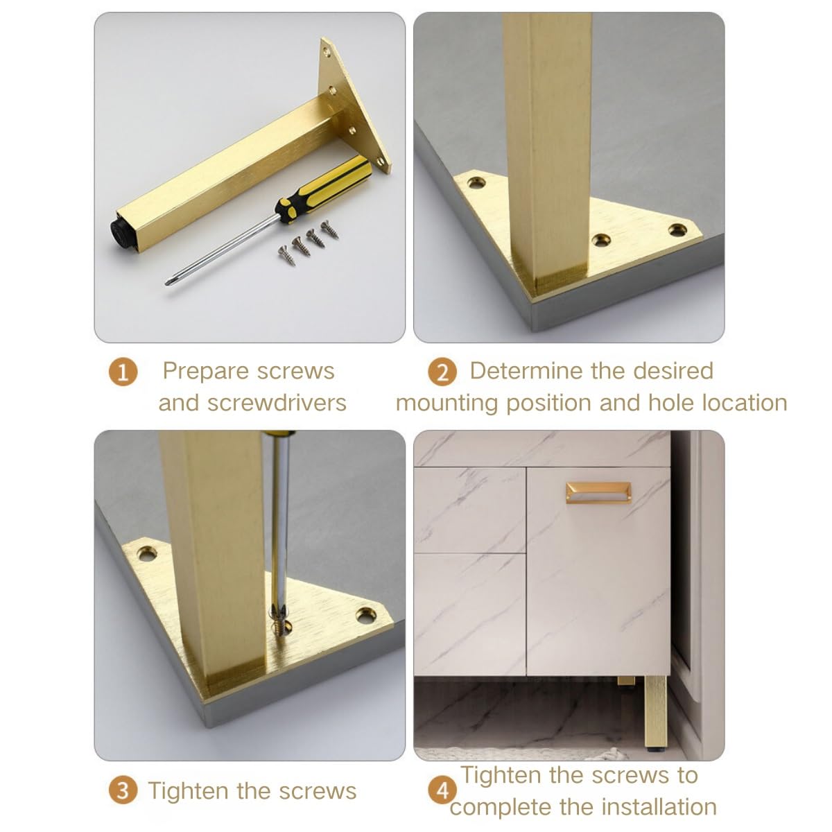 Zestaw 4 regulowanych 35 cm szare aluminiowe nogi do szafek - metalowe nóżki meblowe do projektów DIY, idealne do łóżek, sof, komód, krzeseł i stolików kawowych (wysokość: 6 cm do 35 cm)