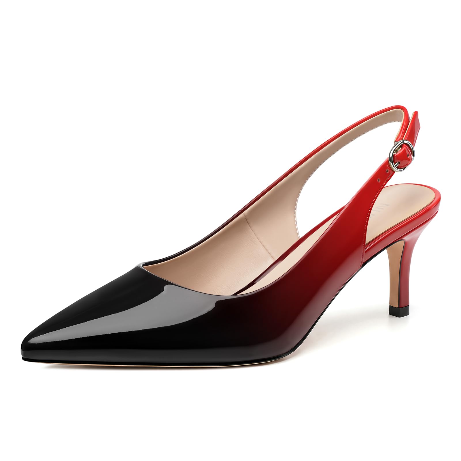 NUMALEO Kitten Heels for Women Pointed Toe Slingback Pumps | 2.5 Inch Close Toe Comfortable Pumps Wedding Party Casual Work Dress Shoes