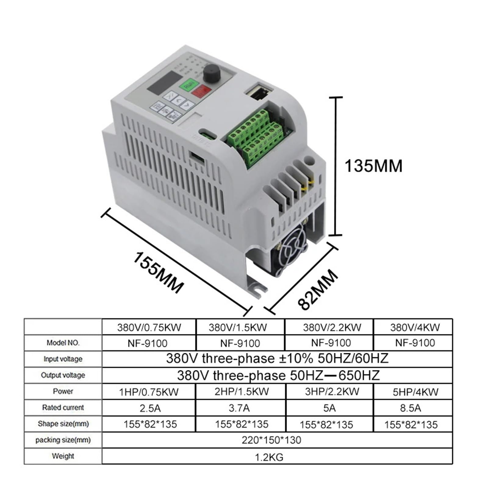 Inverter con Ingresso trifase da 380 V 0,75 kW/1,5 kW/2,2 kW/4 kW/5,5 kW/7,5 kW/11 kW(5.5kw 380v)