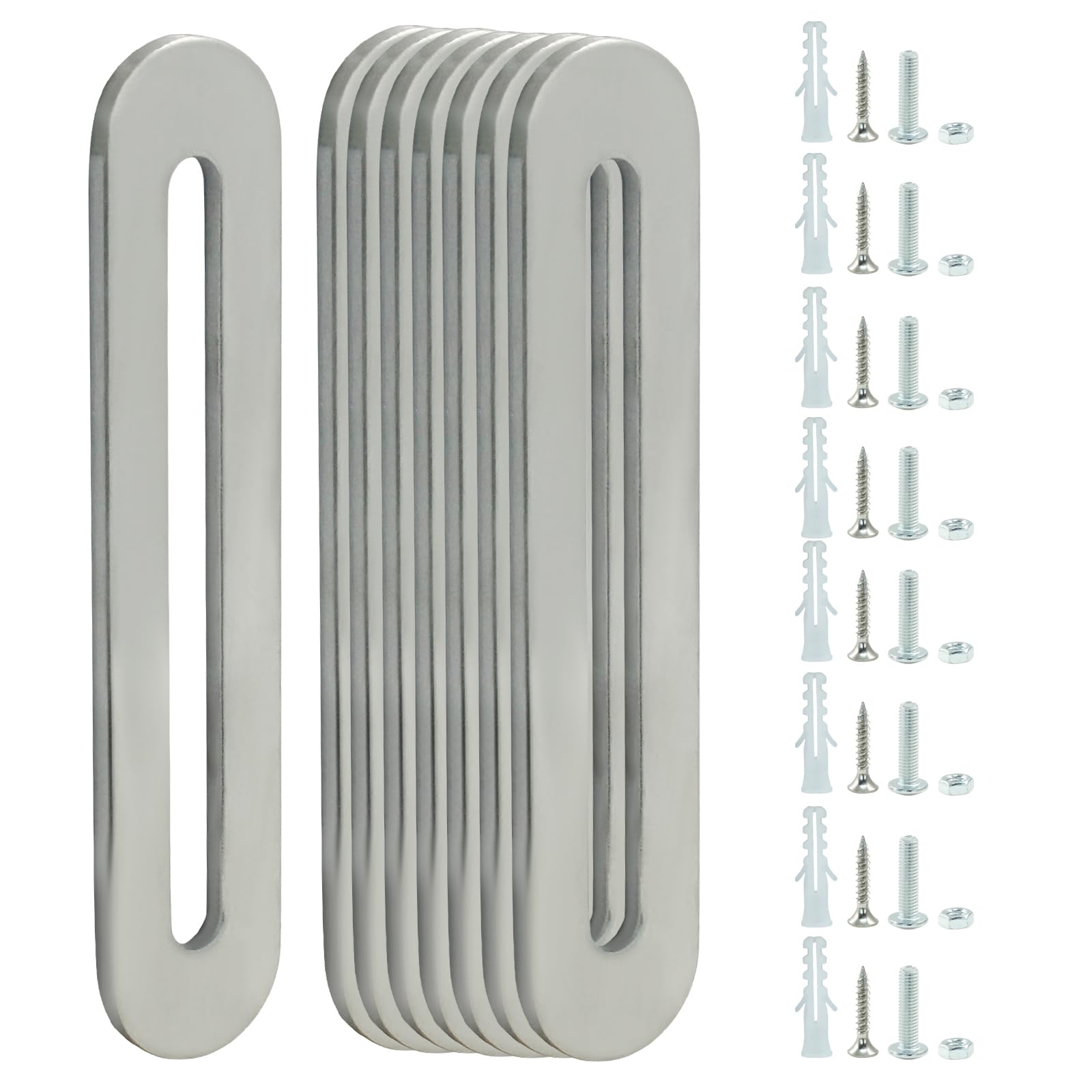 8 Pcs Adjustable Flat Mending Plate with Slot 90mm/3.54 Inch Straight Adjustable Corner Braces Stainless Steel Flat Brace Brackets for Wood Furniture Holder (Silver)