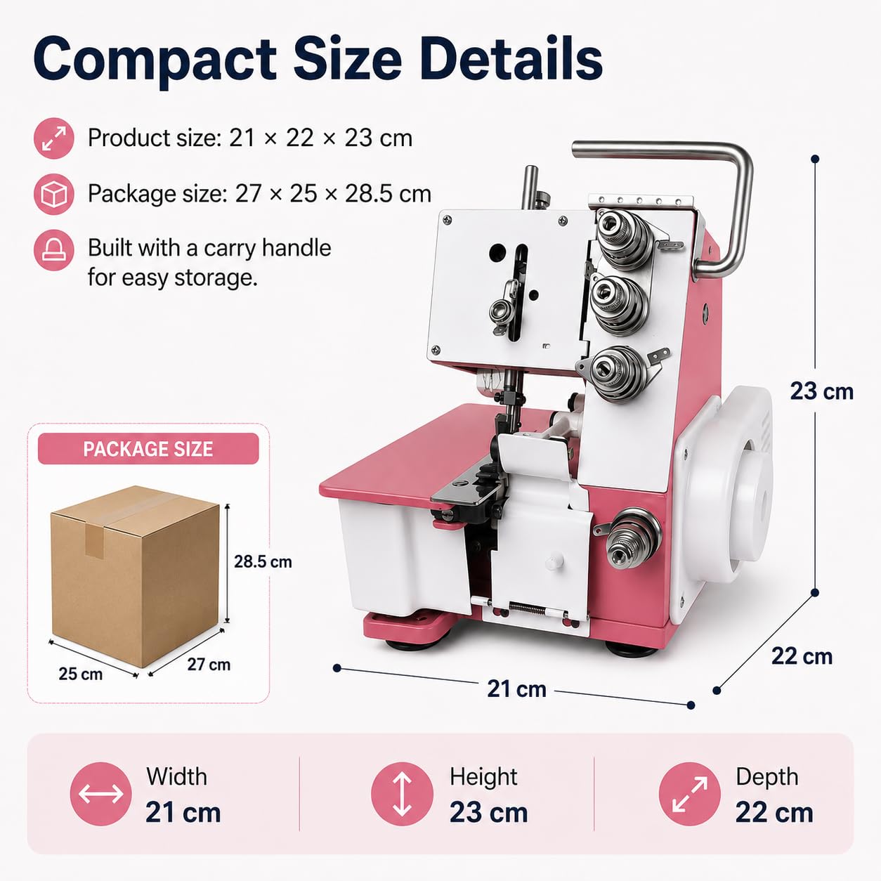 Máquina de Coser Overlock Serger, Grosor de Costura de 3,5 mm, 1200 RPM