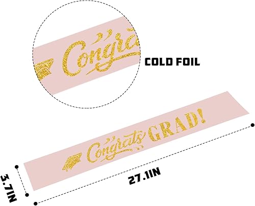 Miniatura 2 de PYQWA Congrats Grad - Banda con purpurina de oro rosa, banda de manchas para fiesta de graduación 2023  Finally Graduated We So Proud of You