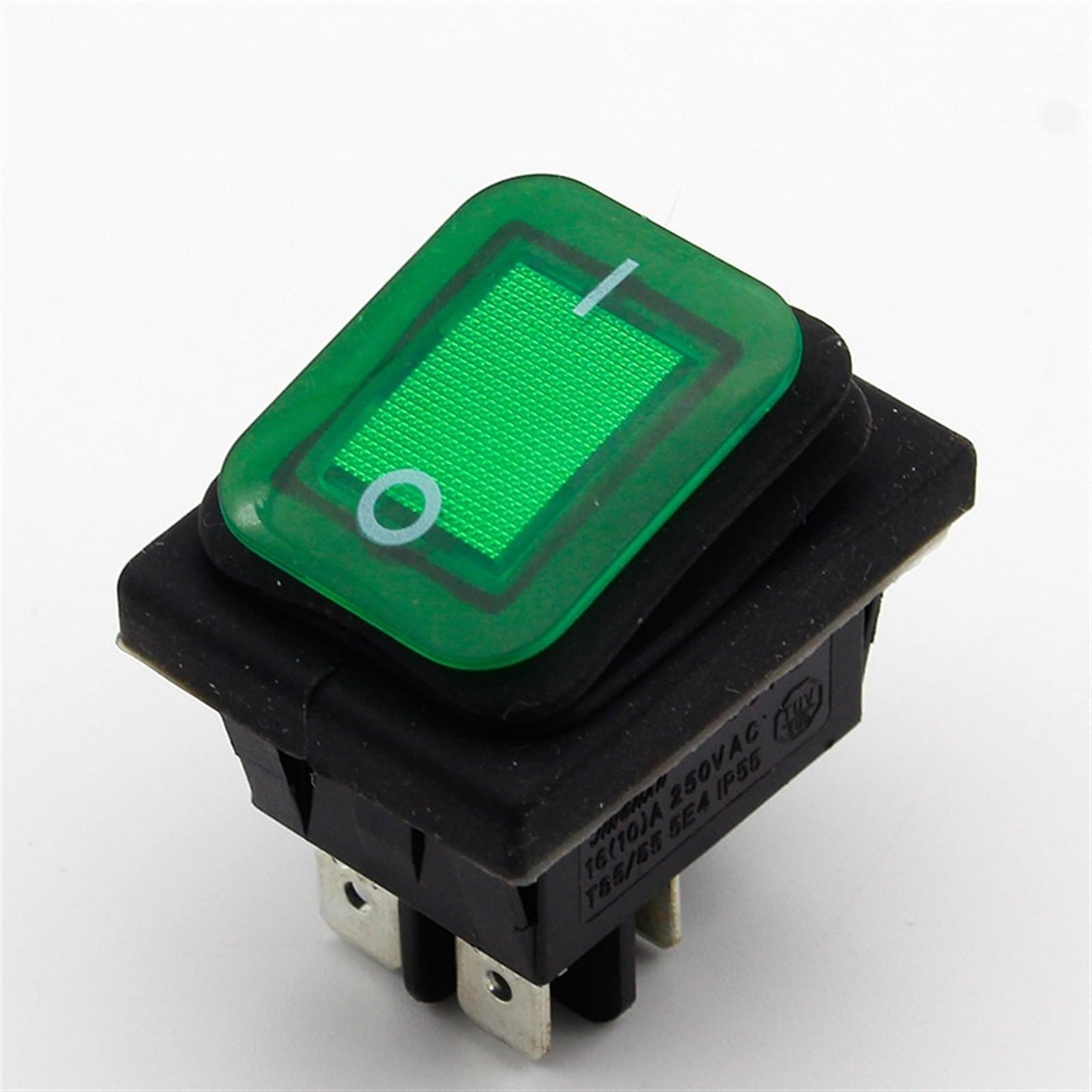 1 Stück grün verriegelnder Wippschalter IP55 4-polig 2 Positionen AC250 V/16 A LED beleuchtet
