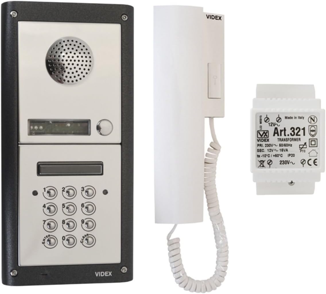 Videx 1 Way Audio Intercom Kit W/Keypad Entry Panel Door Release & Handset-Indoor/Outdoor V-DK-4K-1S Audio Access Control Door Station
