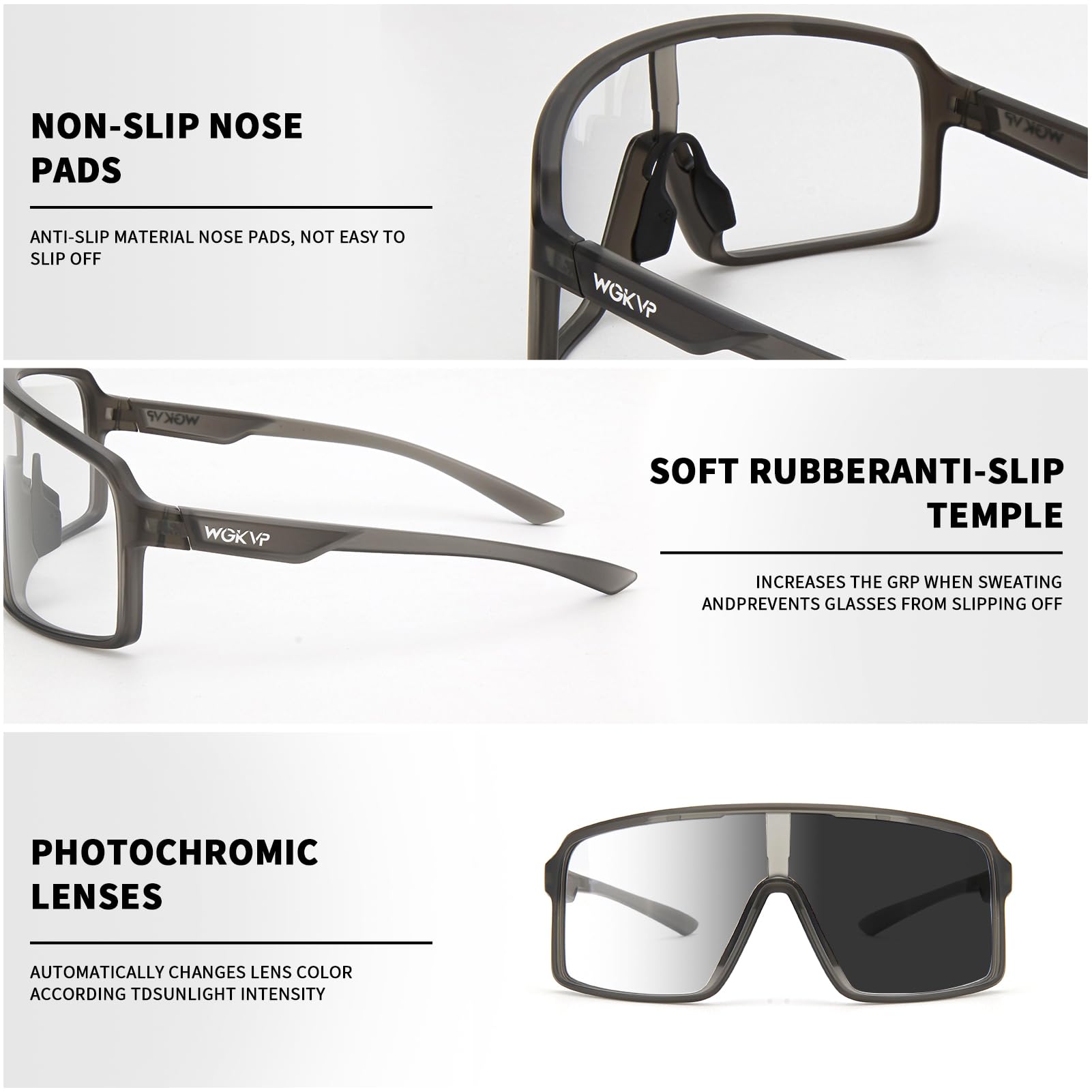 Lunettes de cyclisme photochromiques pour homme et femme Protection UV400