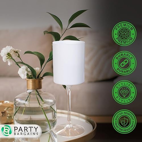 Miniatura 7 de PARTY BARGAINS Copas de vino de plástico irrompibles de dos tonos, color blanco y transparente, paquete de 5, copas de plástico resistentes,