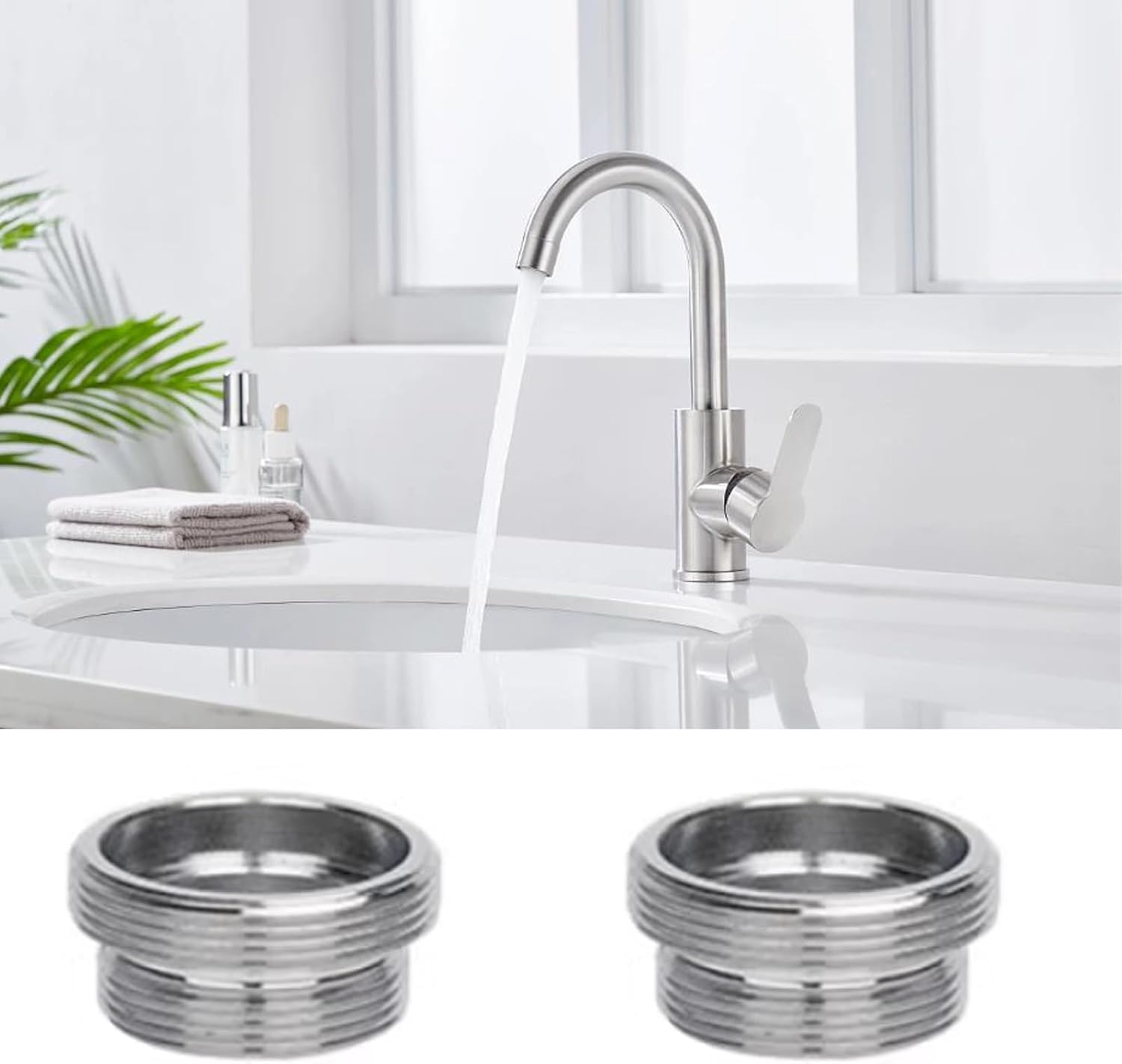 2 Stück Wasserhahn Adapter, Außengewinde M18 auf M22, für Wasserfilter, Metall Wasserhahnaufsatz für Badezimmer, Waschbecken, für Küchenarmaturen, Wassersparzierung, Wasserfilter, Schläuche