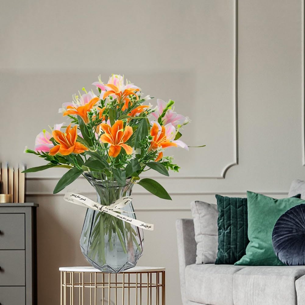 Realistische Seidenlilien 2er Set Künstliche Blumen für deko(pink) | Lebens echtes Design, seidenweiche Textur, keine Bewässerung nötig, 2er Set, für ideal als Dauerdeko
