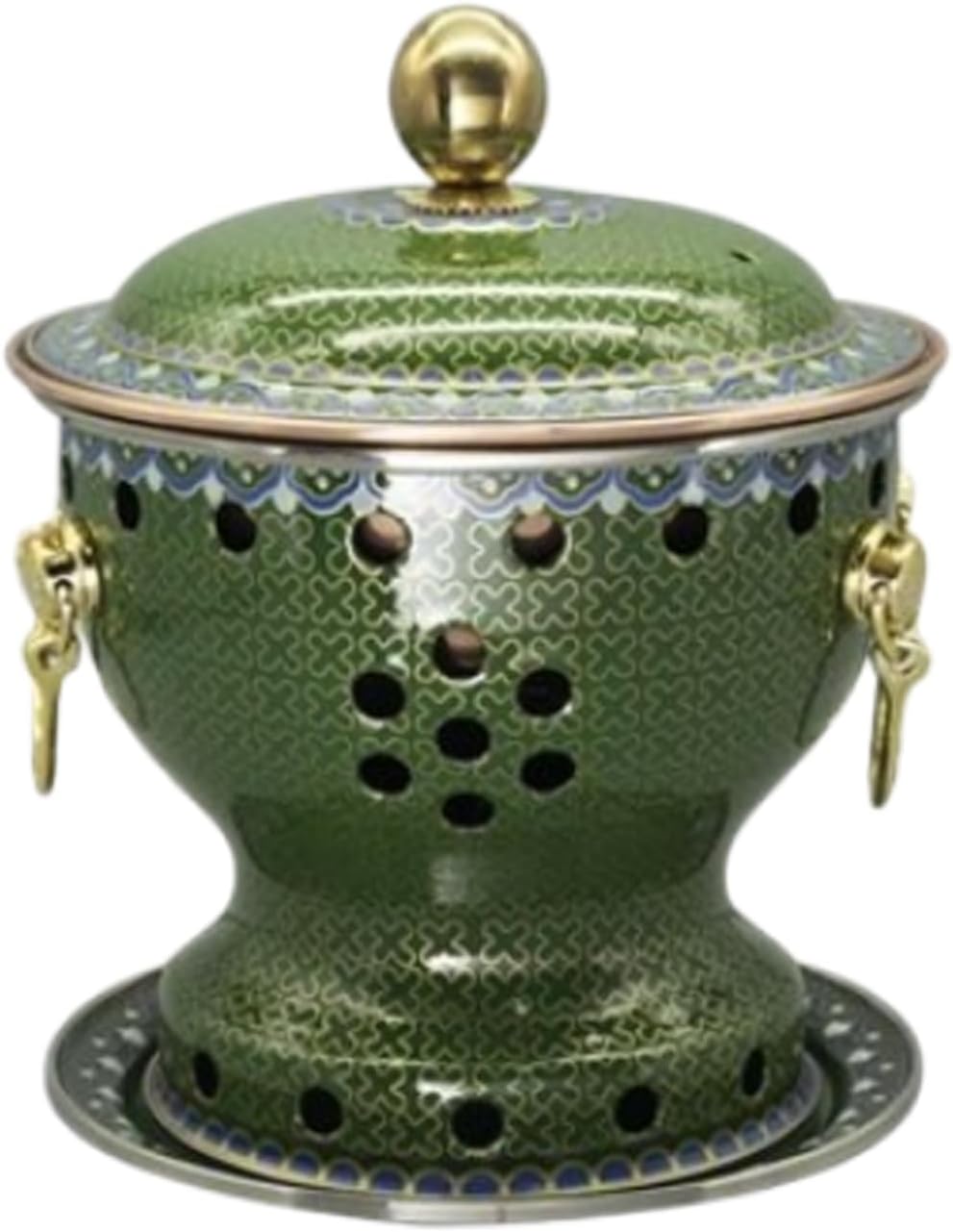 Beijing Hot Pot Old Peking Red Copper Hotpot Chinese Tranditional Cloisonne Charcoal Old Hotpot Anti Scalding Handle Suitable for Winter and Picnic,A