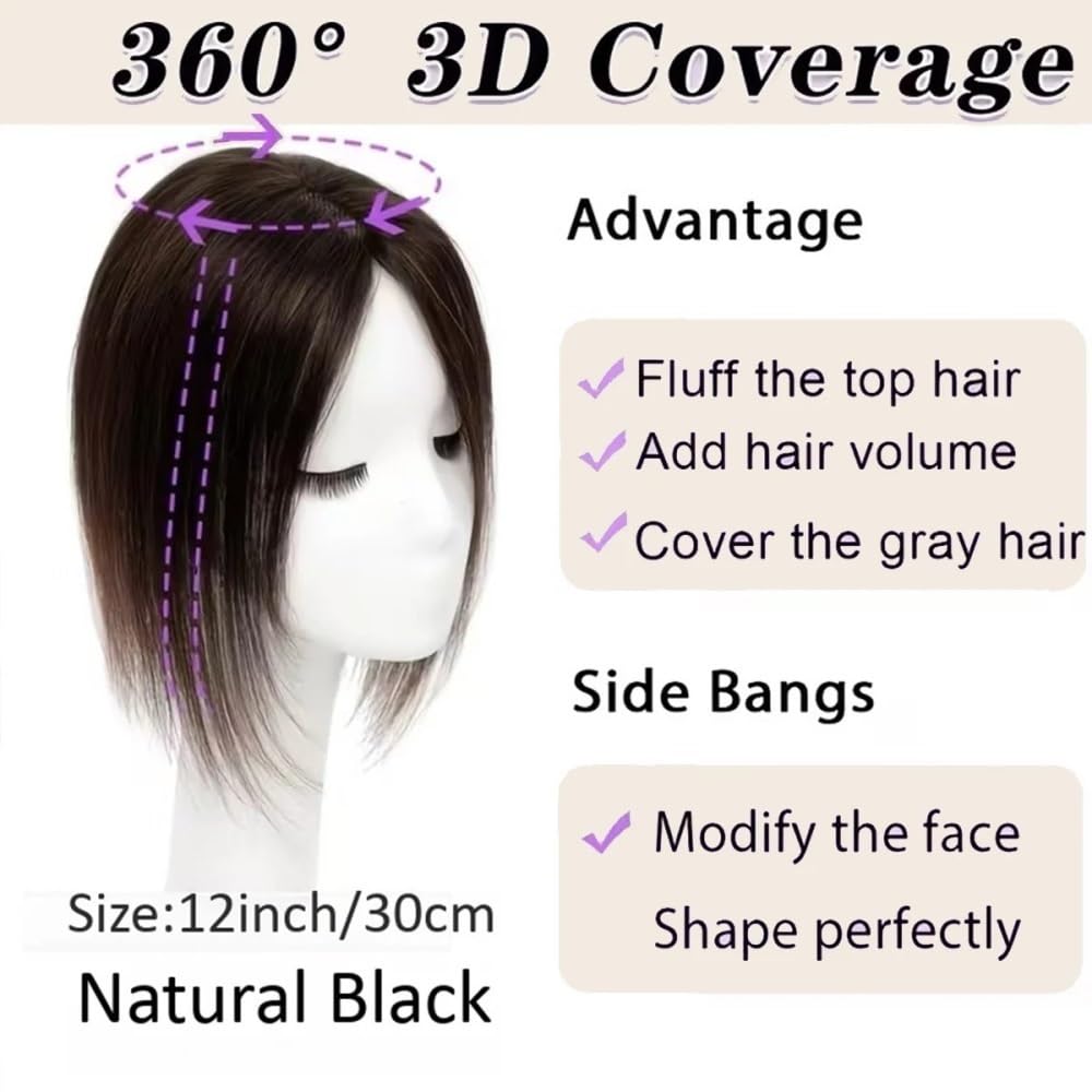 Postizos transpirables de 14 ", Base Mono y PU de 4x5 pulgadas con 3 Clips, adornos de cabello humano for mujeres for cubrir cabello grisáceo o adelgazante(Light brwon)