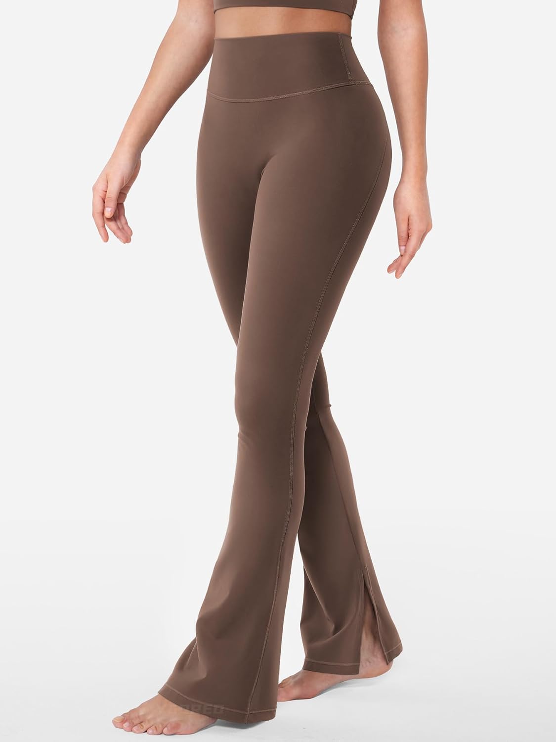 YEOREO Flare Split Hem Leggings for Women Tummy Control Workout Leggings Nasreen Hidden Scrunch Bootcut Gym Yoga Pants - Image 4