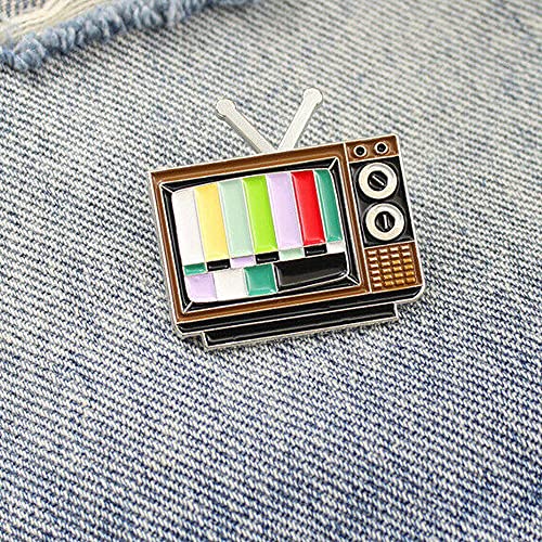 Image of SaiDian 3Pcs TV Pin Multicolor 90'S Fashion Retro Rainbow Bars Brooch Enamel Lapel Badge