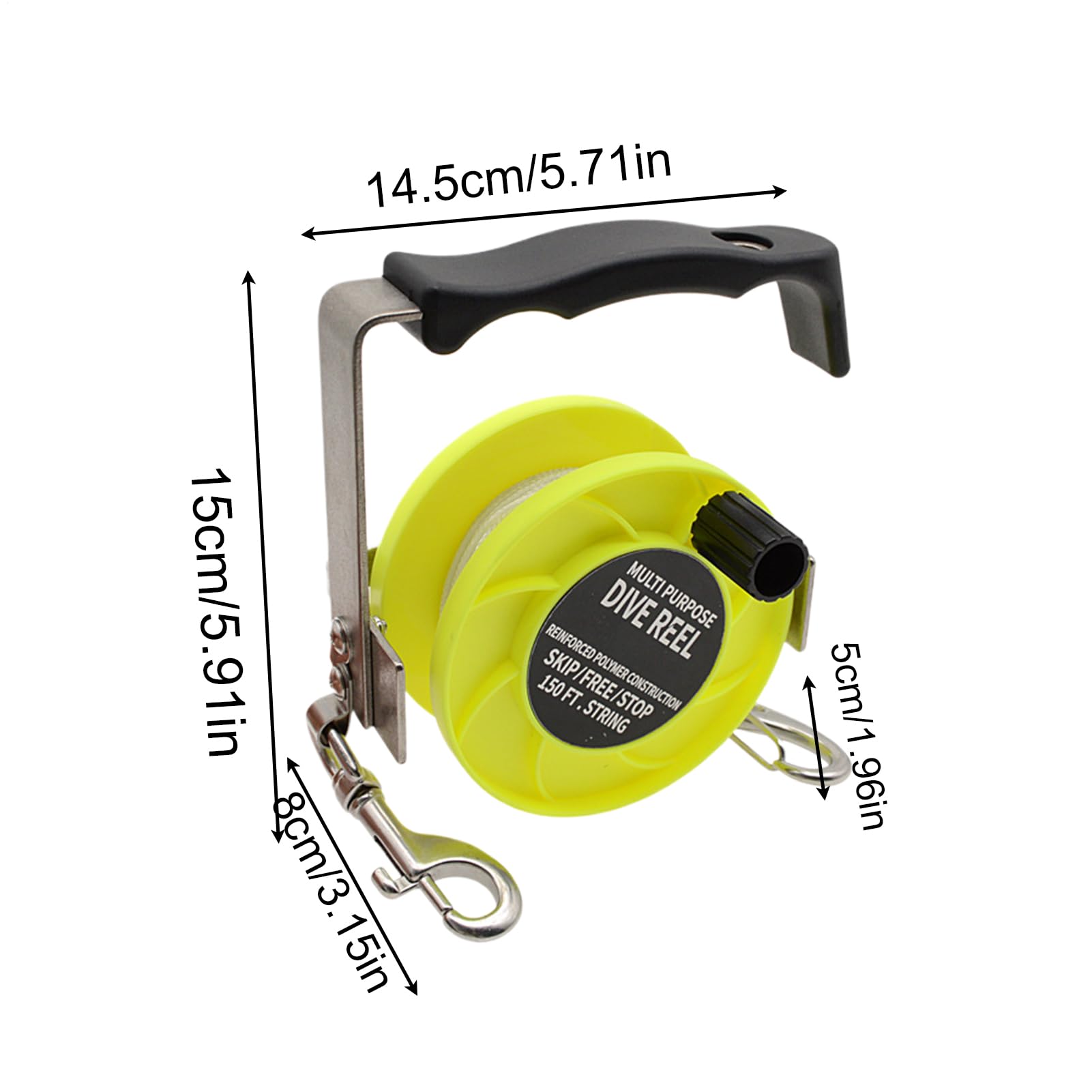 Carrete De Buceo Tirador De Cuerda De Nylon De 88 Metros De Alta | Carrete De Buceo Estable Para Pesca Submarina Embarcación Al Aire Libre Playa Subacuático Mujeres Y Hombres Buceo Con
