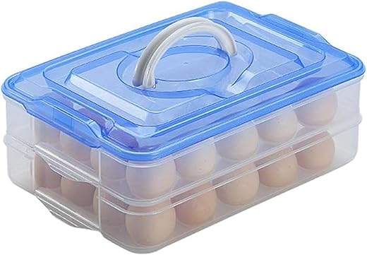 Anshri 24 Grid Square Egg Storage Box – Egg Refrigerator Storage Tray Abs Plastic Egg Storage Containers For Fridge And Kitchen Egg Storage Bins…