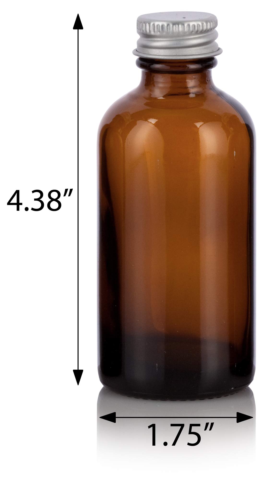 Okrągłe butelki z bursztynowego szkła Boston o pojemności 113 ml ze srebrnymi metalowymi zakrętkami (12 sztuk) + lejek do wielokrotnego napełniania puste pojemniki do przechowywania