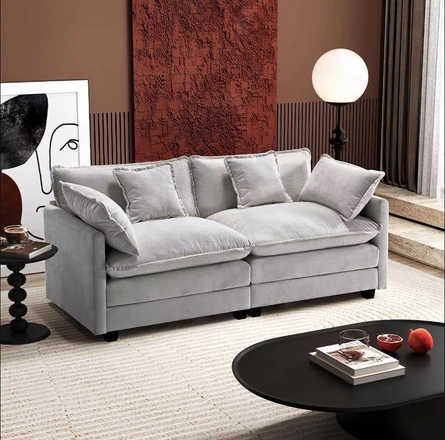 Modular Sectional Sofa 5-Seat Chenille Deep Seat with 5 Pillows for Living Room Bedroom Apartment Modular Sectional Sofa 5-Seat Chenille Deep Seat with 5 Pillows for Living Room Bedroom Apartment