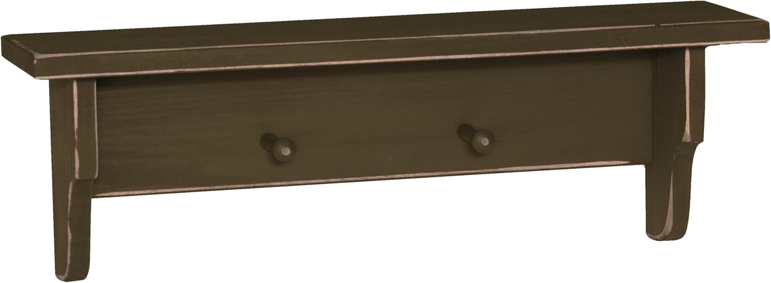 4 Foot Farmhouse Storage Shelf with Pegs, Burgundy