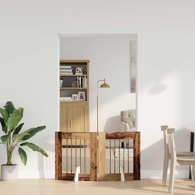Foto 2 de 8 de vidaXL Puerta para Perros Plegable con Soportes 4 uds. 241 cm