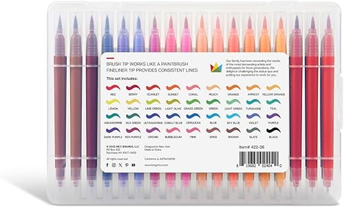 Miniatura 3 de KINGART 422-36 rotuladores de doble punta para arte, bolígrafos artísticos finos y punta de pincel, para dibujo, letras de caligrafía, diario,