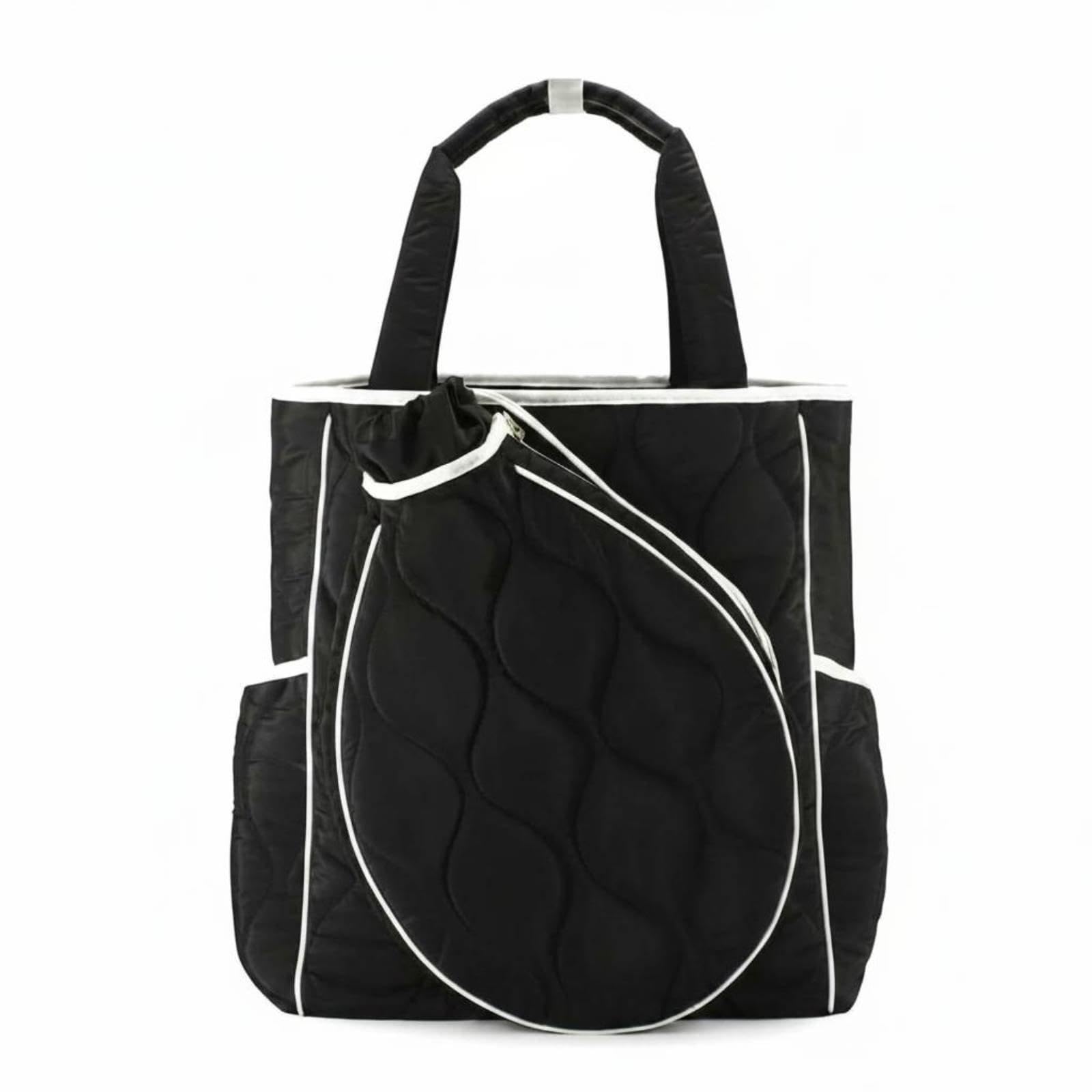 Pickleball Racket Bag Sport Equipment Bag Large Capacity Badminton tote Multiple Compartments Padded Racket Carryall for Women, Gym Black-image-10