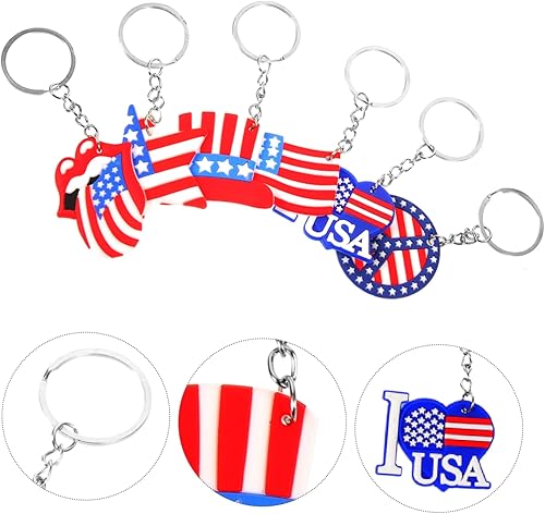 Miniatura 7 de CORHAD Bandera de Estados Unidos, 12 piezas, llavero para bolso, cartera, llavero, cartera, llavero, bolso, recuerdos, bandera de gel de sílice,