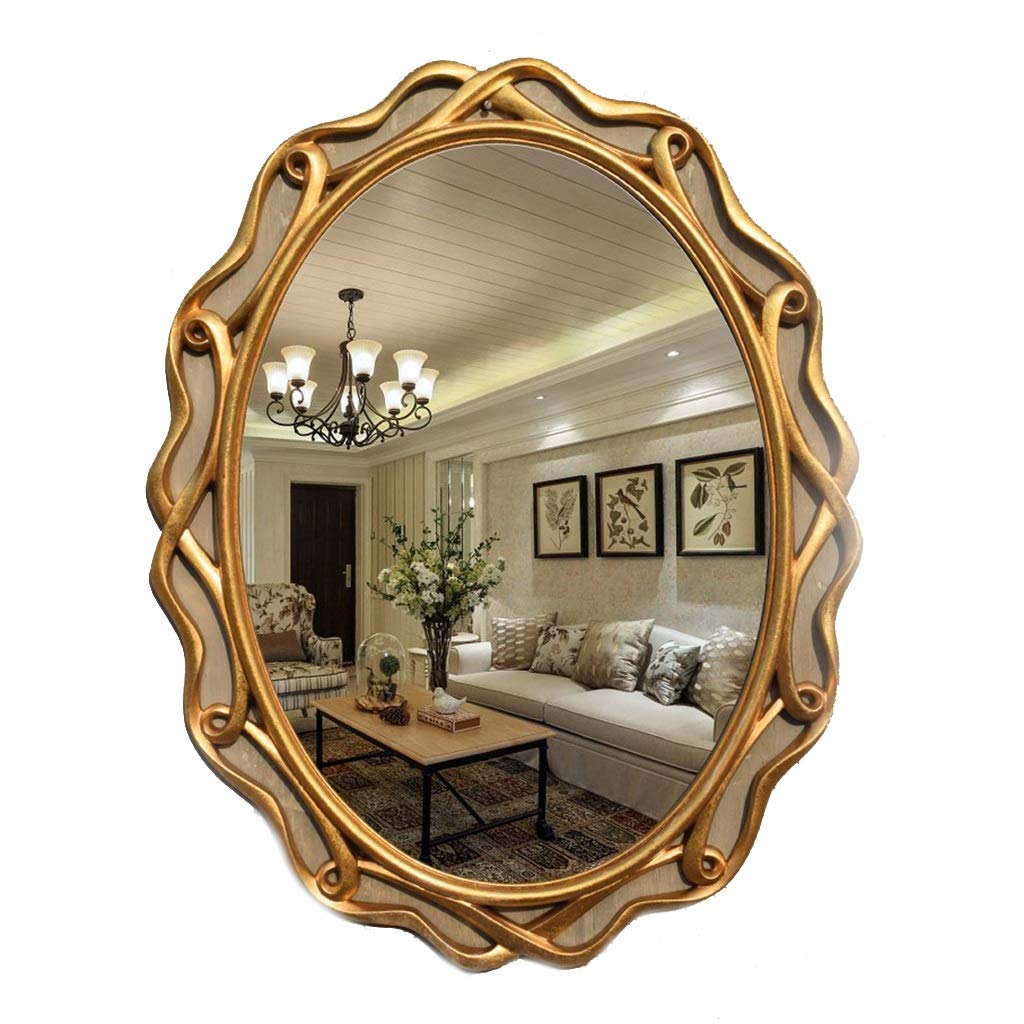 YHJZSM Espejo de tocador Espejo de Pared Grande Marco Negro Extra Grande Shabby Chic Estilo Antiguo Marco Ovalado Espejo de Pared Grande Espejo de baño con Aumento Espejo de Belleza Negro