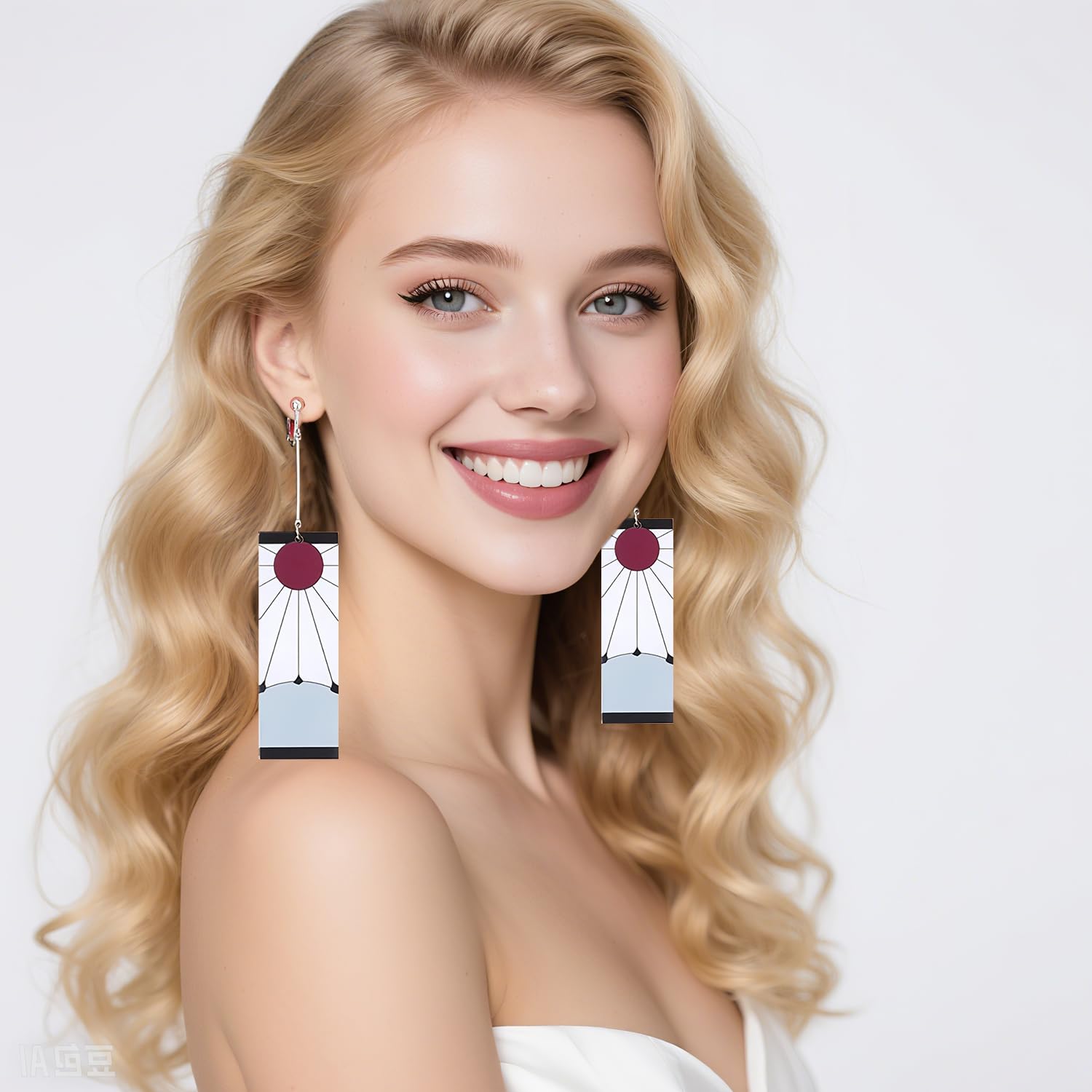 TecoKart® Anime Protagonist Earrings – Hanafuda Style Spiral Clip-On Earrings Inspired by Demon Slayer Series, Lightweight Acrylic Anime Cosplay Jewelry for Boys & Girls, Unique Gift Accessory 2