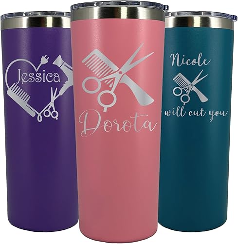 Vaso personalizado para peluquería grabado con láser de 22 onzas con pajilla, peluquería, peluquería, salón de belleza, regalo, peluquería,