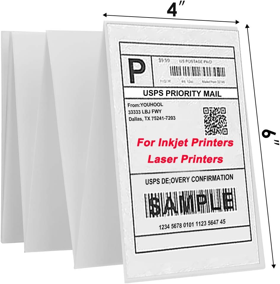 Buy YOUHOOL Shipping Labels 20 x 20 for Inkjet Printers Laser Regarding Usps Shipping Label Template Word