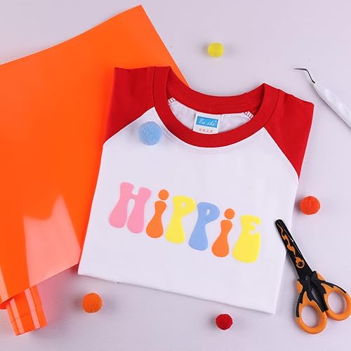 Miniatura 4 de Tintnut Orang Puff Vinilo termotransferible  10 pulgadas x 6 pies 3D suave naranja Puff HTV rollo de transferencia de calor de vinilo espumoso para