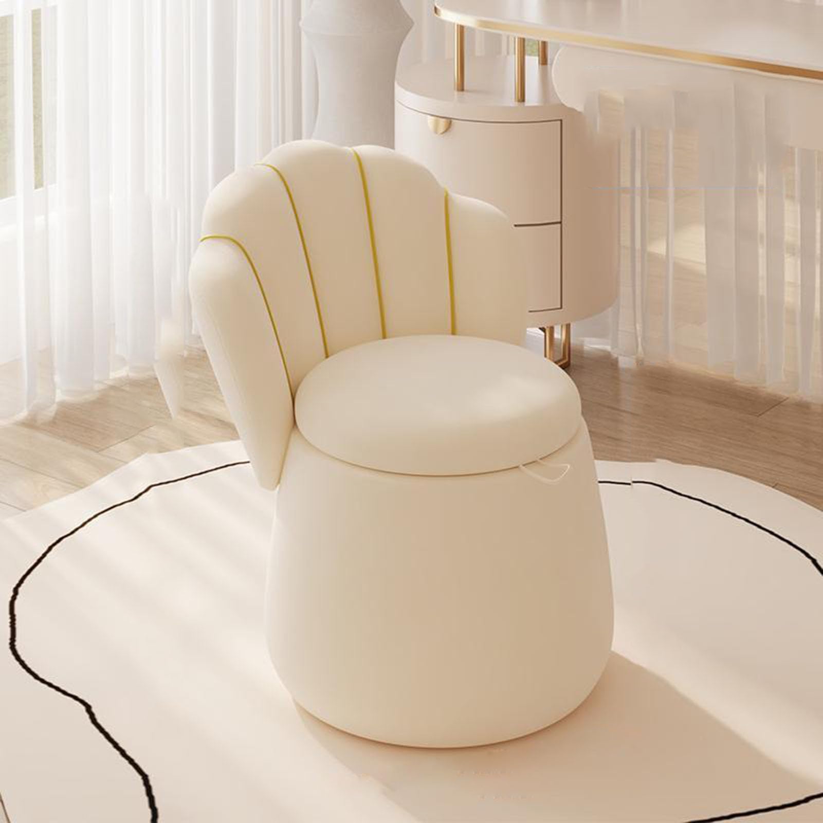 Pouf Poggiapiedi In Velluto Con Gambe Dorate 44x44x44 Cm | Sgabello Elegante Per Salotto O Camera - Foto 4