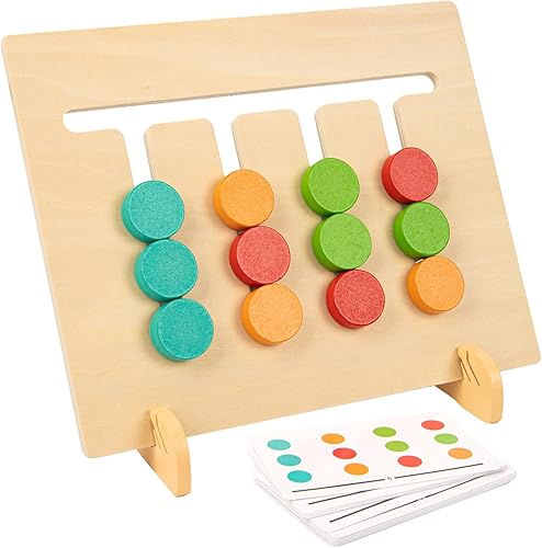 Juguetes de aprendizaje Montessori, rompecabezas de diapositivas, color y forma, juego de lógica, juego de lógica, juguetes educativos de madera