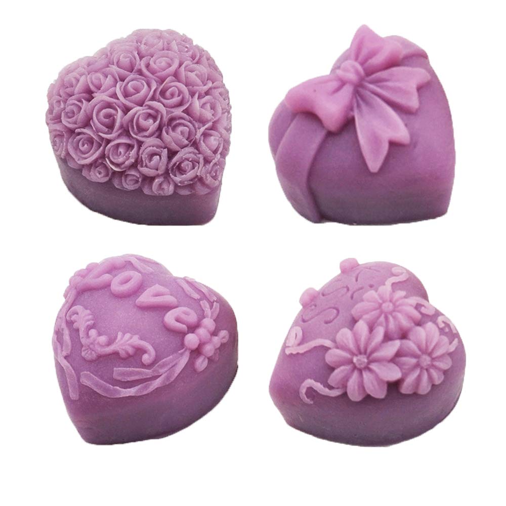 DSLONG 4 Stampi In Silicone A Forma Di Cuore Con Rosa – Per Resina, Cioccolato, Sapone, Cera, 50x50x38mm