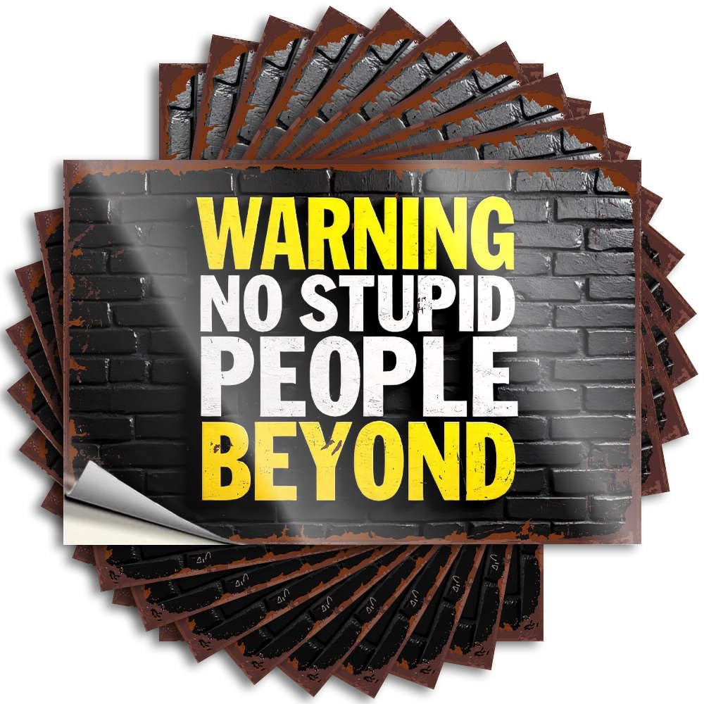 Man Cave Wall Decor Sign Magnetic Bumper Funny Strong Adhesive/Warning No Stupid People Beyond and Humorous Game(8X12CM-5Pcs)
