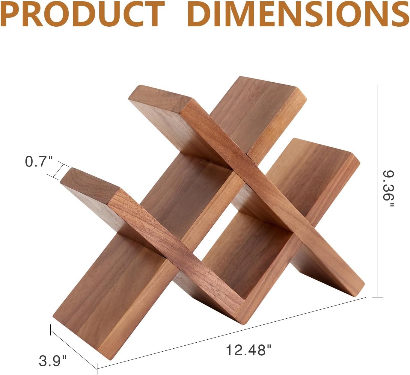 Solid Oak Wine Rack Countertop, 4 Bottle Tabletop Wine Holder - No Assembly Free Standing Wood Display for Kitchen, Bar, Office, Living Room | Walnut