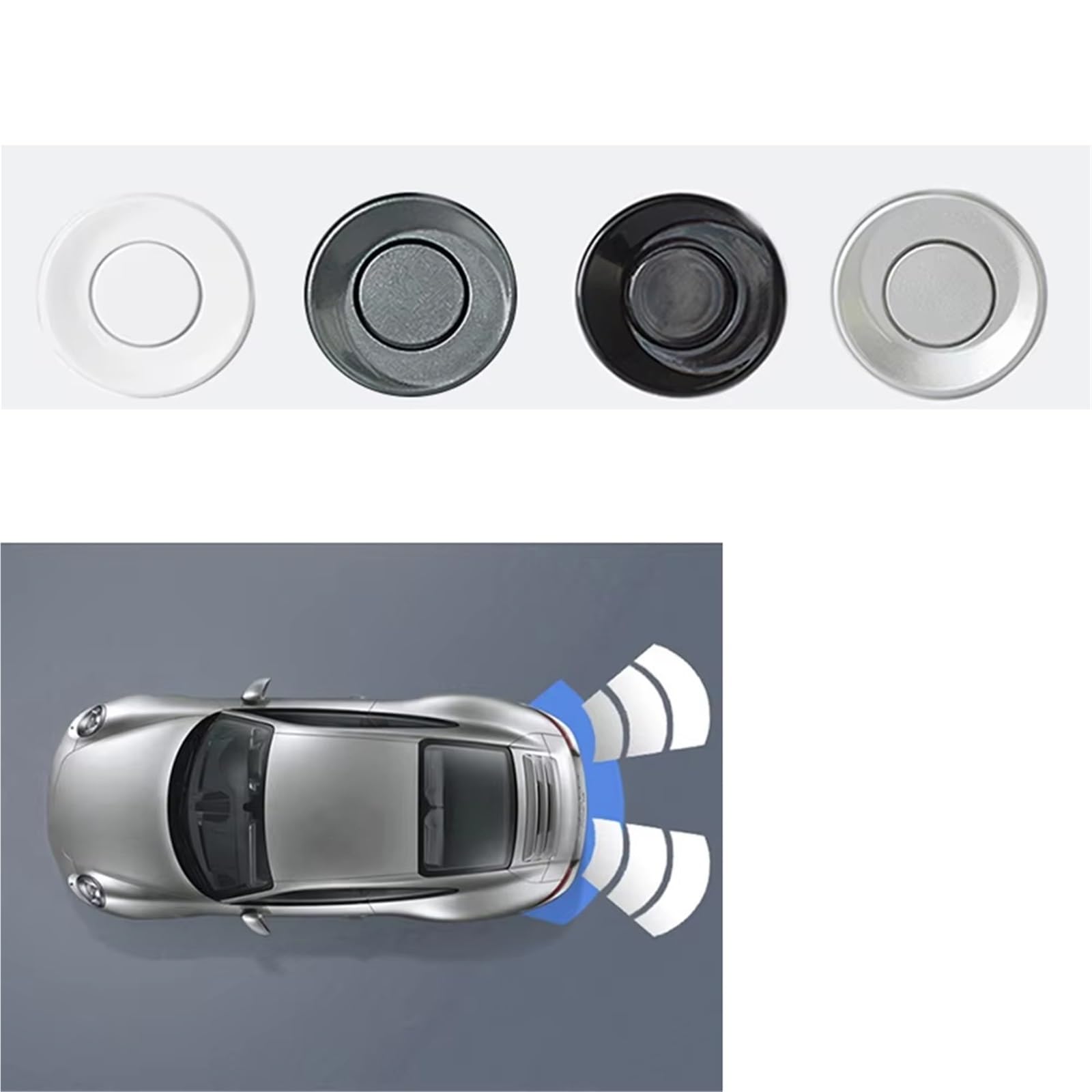 Aparcamiento asistido Sensores Estacionamiento Automóvil Kit Estacionamiento Pantalla 4 Sensores 22 Mm Retroiluminación Monitoreo Radar Respaldo Marcha Atrás 12 V Sensores Estacionamiento(Gray)