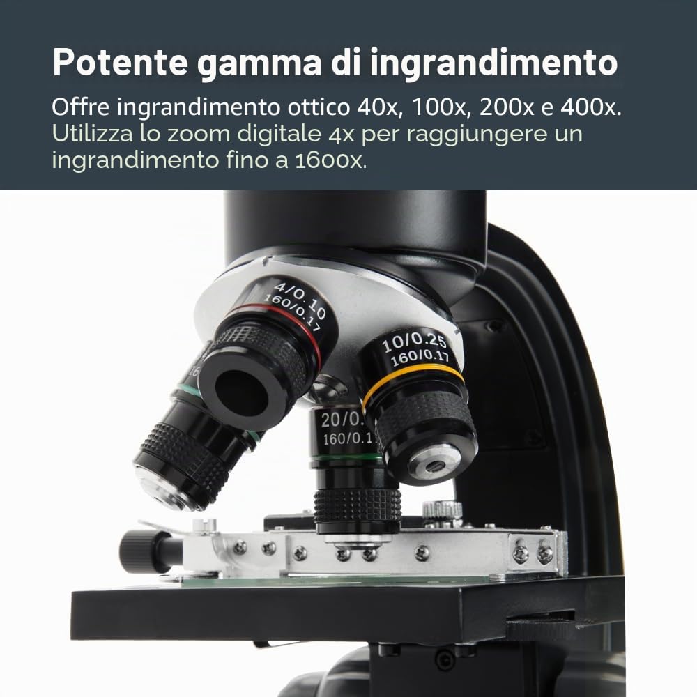 Celestron 44347 TetraView LCD Microscopio digitale touchscreen, Ingrandimento 40x-400x, Nero/Argento