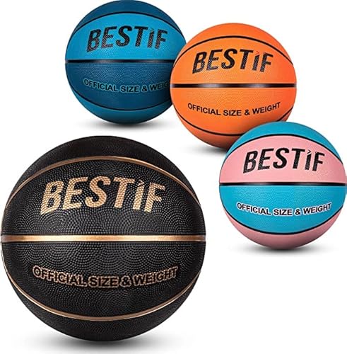 BESTIF Basketball Größe 5/7 Ball für Kinder Erwachsene Basketbälle NBA Training | Bälle für Indoor und Outdoor (7, Schwarz - Gold)