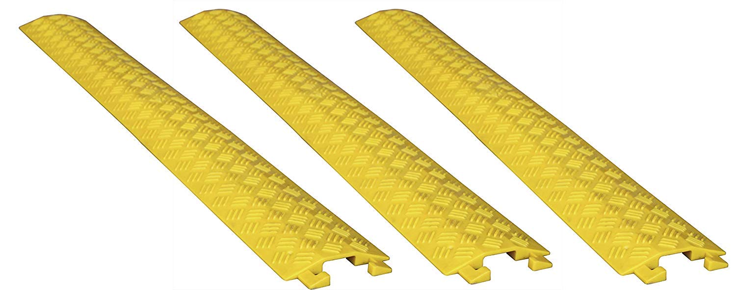 PAL | Kit 3 Pasacables de plástico amarillo para suelo protección de Cables eléctricos de 1 vía 100x13cm