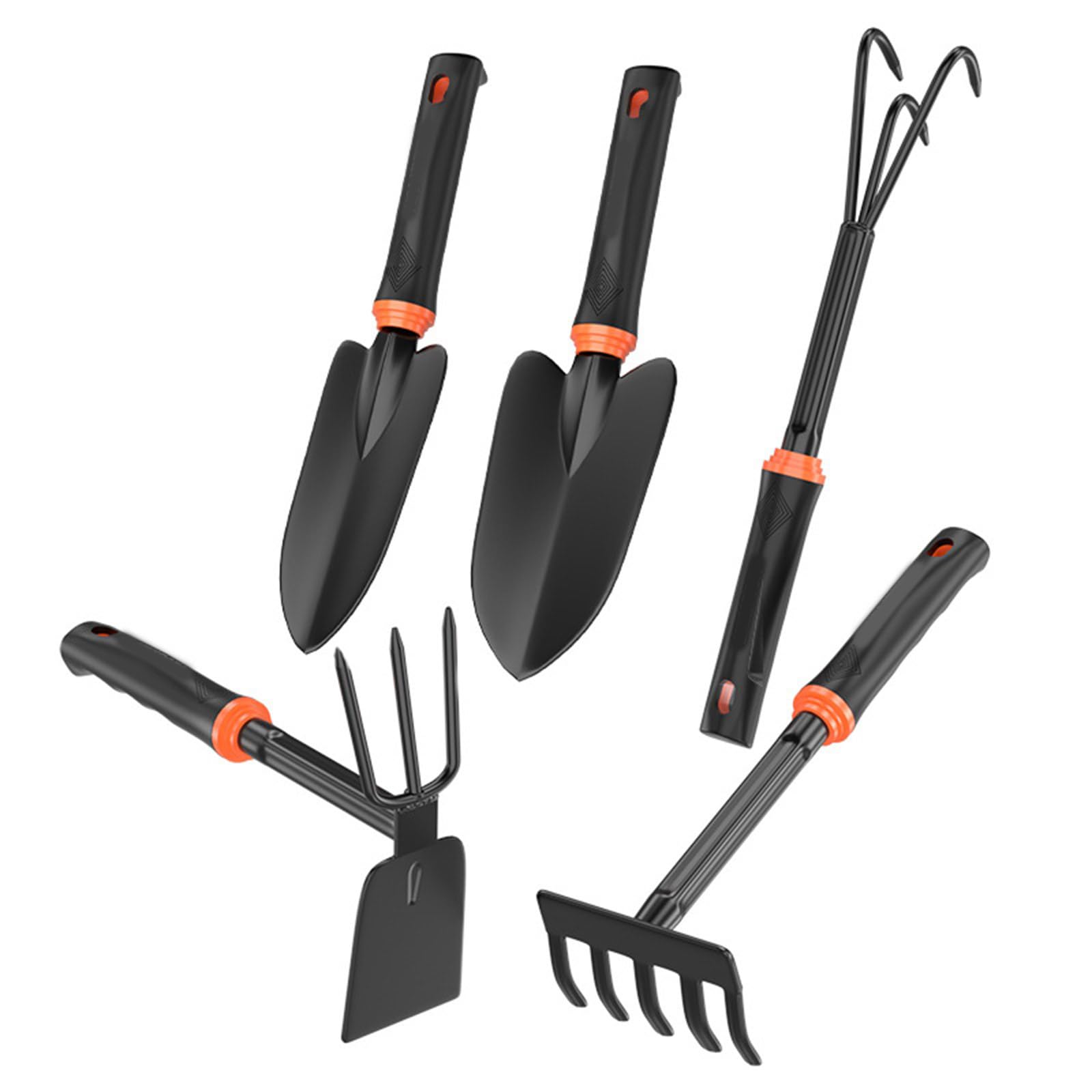Ensemble d'outils de jardin professionnels en acier au carbone avec poignée revêtue de caoutchouc pour travaux d'aménagement paysager