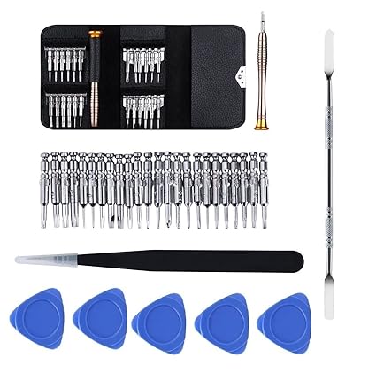 SVR- Multi-Function 24 in 1 Precision Screwdriver Set Repair Tool Kit Set Torque Screwdriver for Mobile Phone, for Mobile Phone, Watch, PC, Laptop, Digital Camera With Handy Leather Case Random Color 1Tweezers and 5 Plastic Openers, 1 steel opener Repair Tool