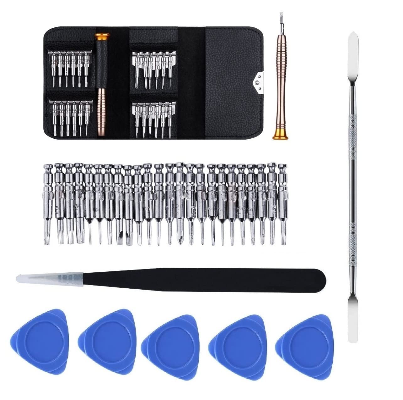 SVR-Multi-Function 24 in 1 Precision Screwdriver Repair Tool Kit Set for Mobile Phone, Watch, PC, Laptop, Digital Camera With Handy Leather Case 1 Tweezers 5 Plastic Opener, 1 steel opener Repair Tool (B0BSCZLXLB) Amazon Price History, Amazon Price Tracker