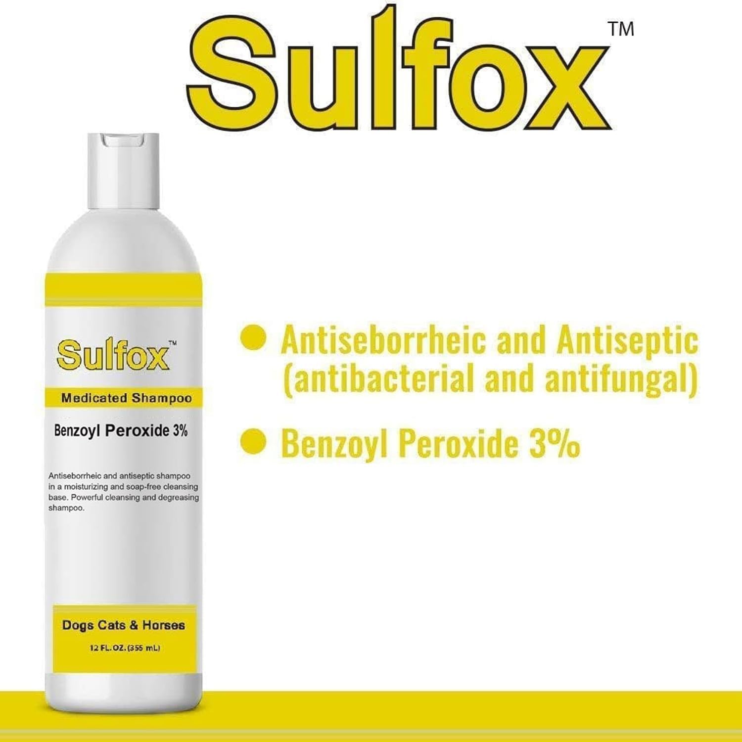 HealthyPets Sulfox Shampoo for Pets - Powerful Cleansing and Degreasing - Relief of Scaling and Itching - Skin Infection - Antibacterial and Antifungal Growth - Skin and Hair Coat - 12 fl oz