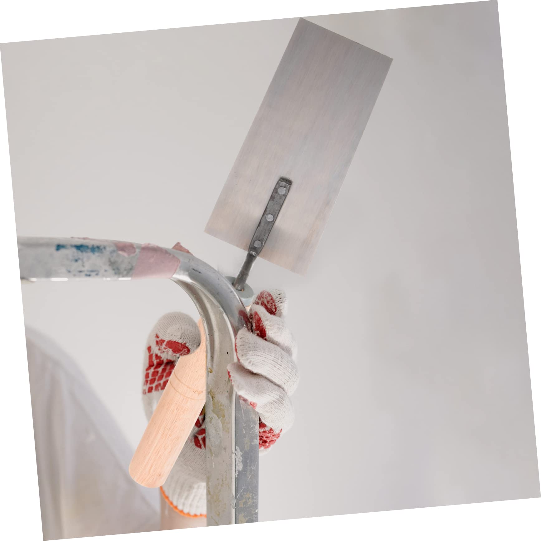 Cazzuola per Finitura in Acciaio Inox 5 Pezzi Rivetti | Impugnatura in Legno, per Calcestruzzo e Stucco, Utensile Professionale da Muratura