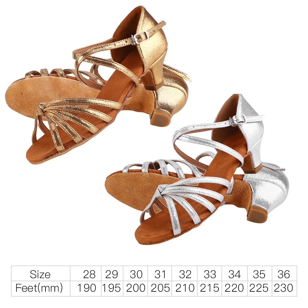 Zapatos Baile Latino para Niñas, Zapatos Salón Baile Salsa Tango con Tacones Bajos Mujeres, Zapatos Baile Niños y Niñas Zapatos Baile Práctica Rendimient