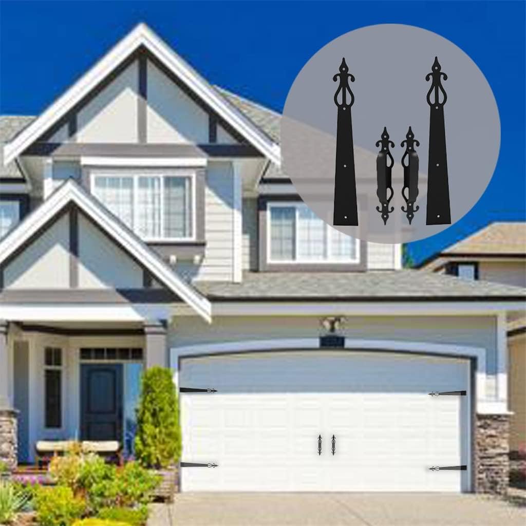 Decorative Carriage House Garage Handle Hinge Accent Set Sliding Barn Door Hardware Kit Screw Mounted 2 Handles 4 Hinges